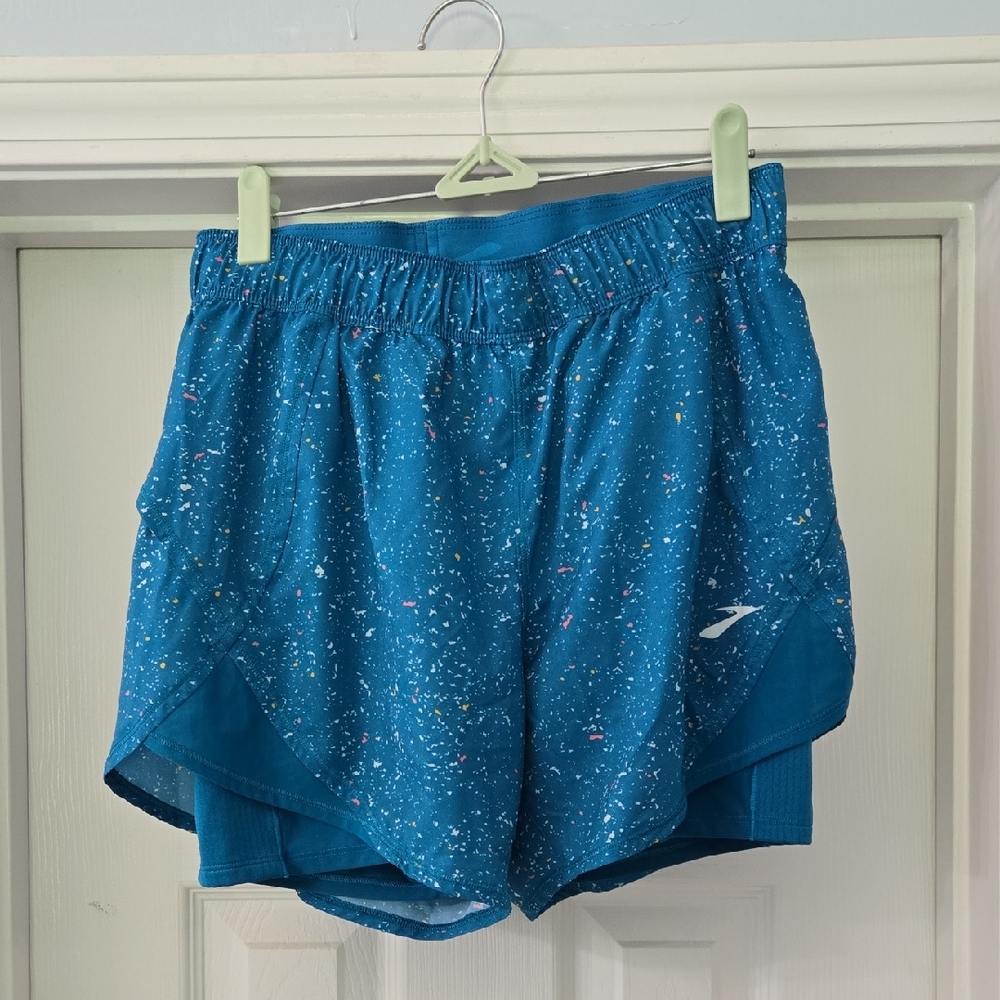 Brooks Blue Athletic Running Shorts Lightweight Elastic Waist
